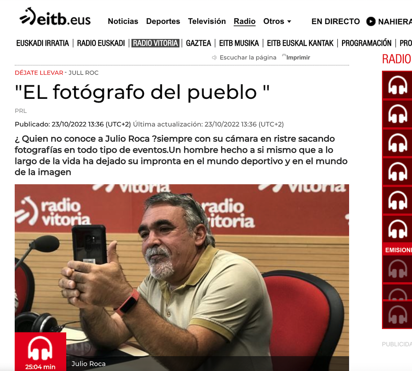AUDIO Pilar Ruiz entrevista a Julio Roca y Gustavo Bravo por el documental 'Jull Roc, el fotógrafo del pueblo' - FotoGasteiz